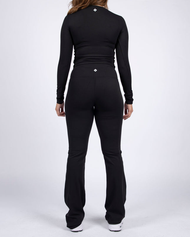 Black | Women's Soft Knit Flare Leggings - Women's Soft Knit Flare Leggings - Jobedu Jordan
