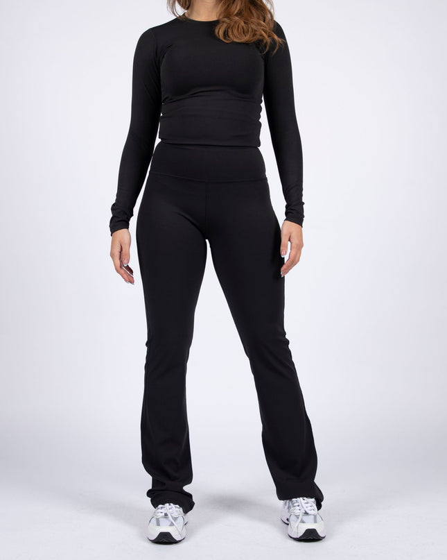 Black | Women's Soft Knit Flare Leggings - Women's Soft Knit Flare Leggings - Jobedu Jordan