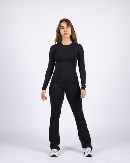Black | Women's Soft Knit Long Sleeve Tshirt - Women's Soft Knit Long Sleeve Tshirt - Jobedu Jordan