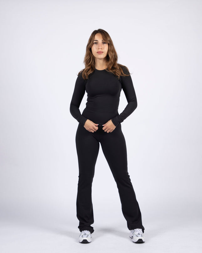 Black | Women's Soft Knit Long Sleeve Tshirt - Women's Soft Knit Long Sleeve Tshirt - Jobedu Jordan