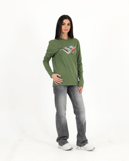 Farha Visit Palestine | Premium T-shirt Unisex Longsleeve Basic Cut - Premium T-shirt Unisex Longsleeve Basic Cut - Jobedu Jordan