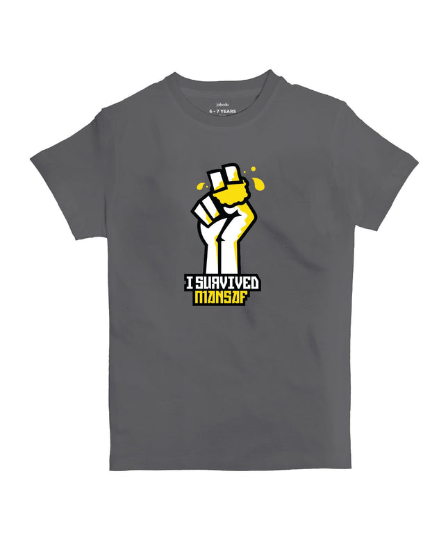 I Survived Mansaf | Kid's Basic Cut T-shirt - Graphic T-Shirt - Kids - Jobedu Jordan