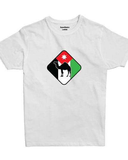 Jobedu Camel Crossing Flag | Premium SuperBasic Ghraphic T-Shirt - Premium Super Basic Cut T-Shirt - Unisex - Jobedu Jordan
