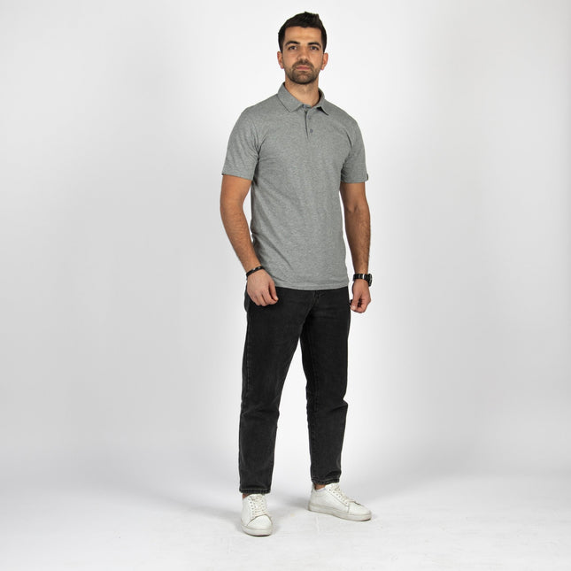 Medium Grey Melange | Adult Short Sleeve Polo - Basic Polo T-Shirt - Jobedu Jordan