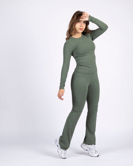 Olive | Women's Soft Knit Long Sleeve Tshirt - Women's Soft Knit Long Sleeve Tshirt - Jobedu Jordan