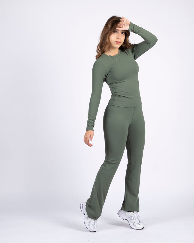 Olive | Women's Soft Knit Long Sleeve Tshirt - Women's Soft Knit Long Sleeve Tshirt - Jobedu Jordan