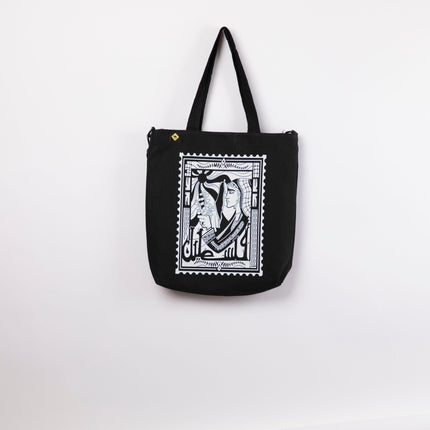 Palestine Stamp | Black Totebag Black Hanged - Accessories - Totebag Hanged - Jobedu Jordan