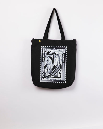 Palestine Stamp | Black Totebag Black Hanged - Accessories - Totebag Hanged - Jobedu Jordan