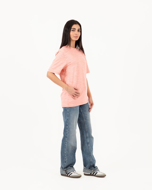 Powerful Pink Heather | T-shirt Unisex Self - Rib - T-shirt Unisex Self - Rib - Jobedu Jordan