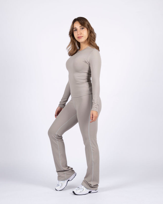 Warm Clay | Women's Soft Knit Flare Leggings - Women's Soft Knit Flare Leggings - Jobedu Jordan