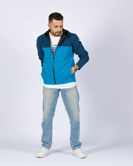 Aqua Blue - Navy Blue | Adult Hooded Winterproof Jacket - Jackets - Jobedu Jordan