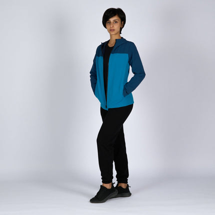 Aqua Blue - Navy Blue | Women Hooded Winterproof Jacket - Women's Jackets - Jobedu Jordan