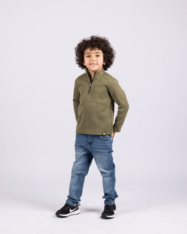 Army Green | Kids Quarter Zip Sweater - Kids Quarter Zip Sweater - Jobedu Jordan