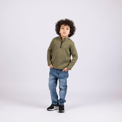Army Green | Kids Quarter Zip Sweater - Kids Quarter Zip Sweater - Jobedu Jordan
