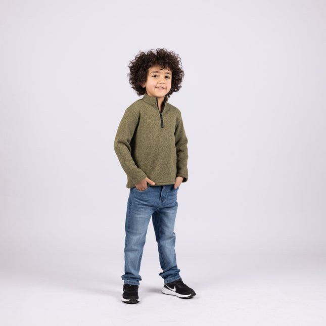 Army Green | Kids Quarter Zip Sweater - Kids Quarter Zip Sweater - Jobedu Jordan