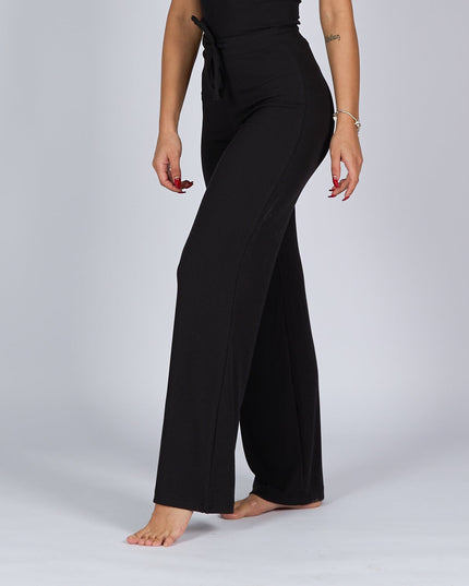 Black Soot | Women Ribbed Wide Leg Lounge Pants - Women Ribbed Wide Leg Lounge Pants - Jobedu Jordan