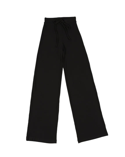 Black Soot | Women Ribbed Wide Leg Lounge Pants - Women Ribbed Wide Leg Lounge Pants - Jobedu Jordan