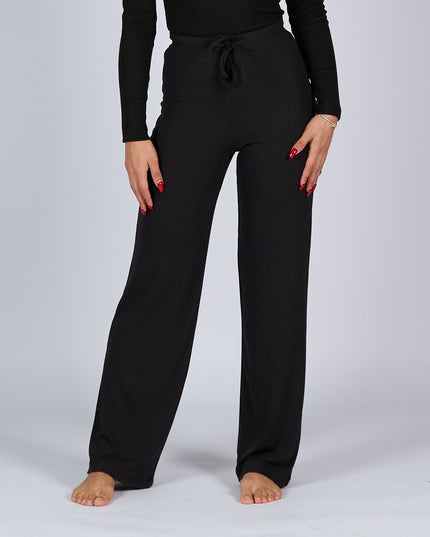 Black Soot | Women Ribbed Wide Leg Lounge Pants - Women Ribbed Wide Leg Lounge Pants - Jobedu Jordan