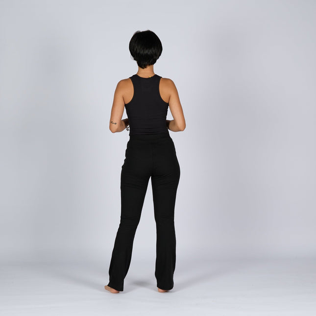 Black | Women Ribbed Flare Lounge Pants - Women Ribbed Flare Lounge Pants - Jobedu Jordan