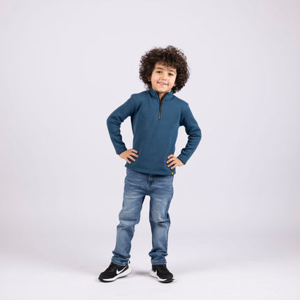 Blue Sapphire | Kids Quarter Zip Sweater - Kids Quarter Zip Sweater - Jobedu Jordan