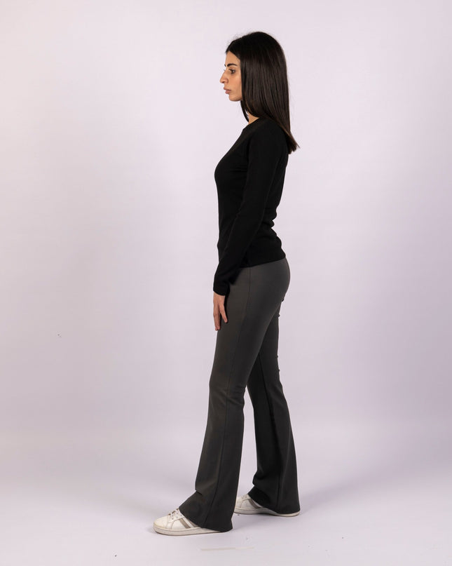 Charcoal Heather | Women Flare Leggings - Women Flare Leggings - Jobedu Jordan