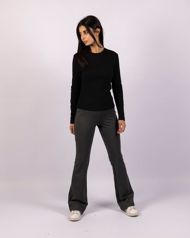 Charcoal Heather | Women Flare Leggings - Women Flare Leggings - Jobedu Jordan