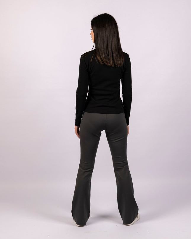 Charcoal Heather | Women Flare Leggings - Women Flare Leggings - Jobedu Jordan