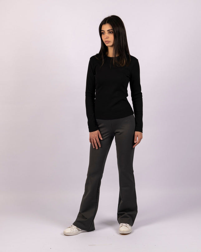 Charcoal Heather | Women Flare Leggings - Women Flare Leggings - Jobedu Jordan