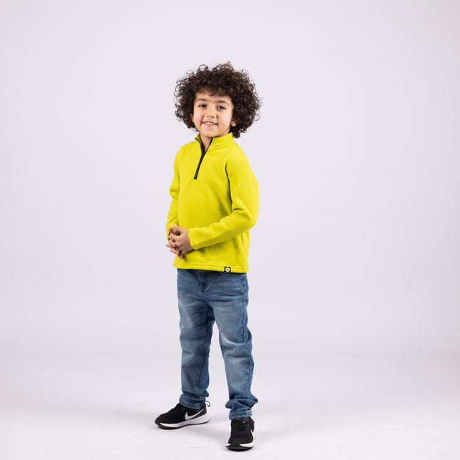 Chartreuse | Kids Quarter Zip Sweater - Kids Quarter Zip Sweater - Jobedu Jordan