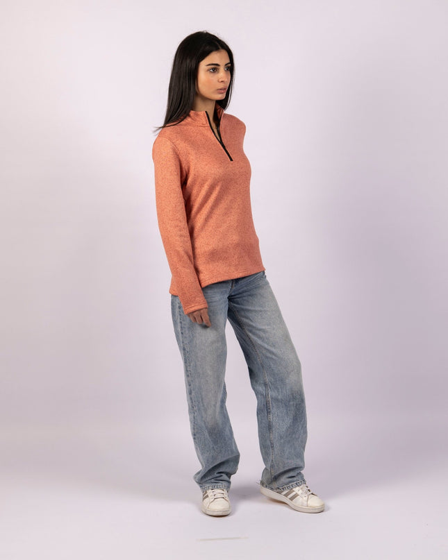 Dark Coral | Women Quarter Zip Sweater - Women Quarter Zip Sweater - Jobedu Jordan