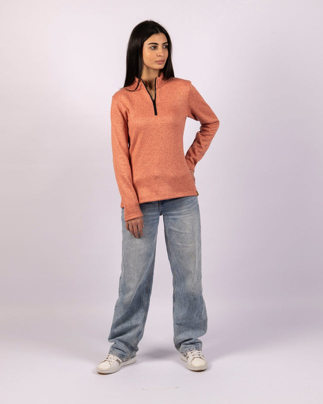 Dark Coral | Women Quarter Zip Sweater - Women Quarter Zip Sweater - Jobedu Jordan