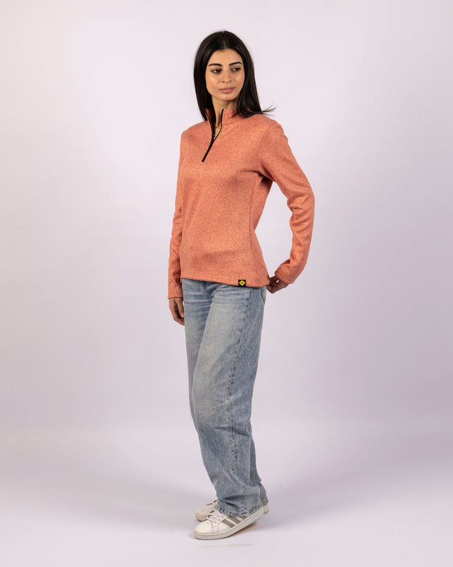 Dark Coral | Women Quarter Zip Sweater - Women Quarter Zip Sweater - Jobedu Jordan