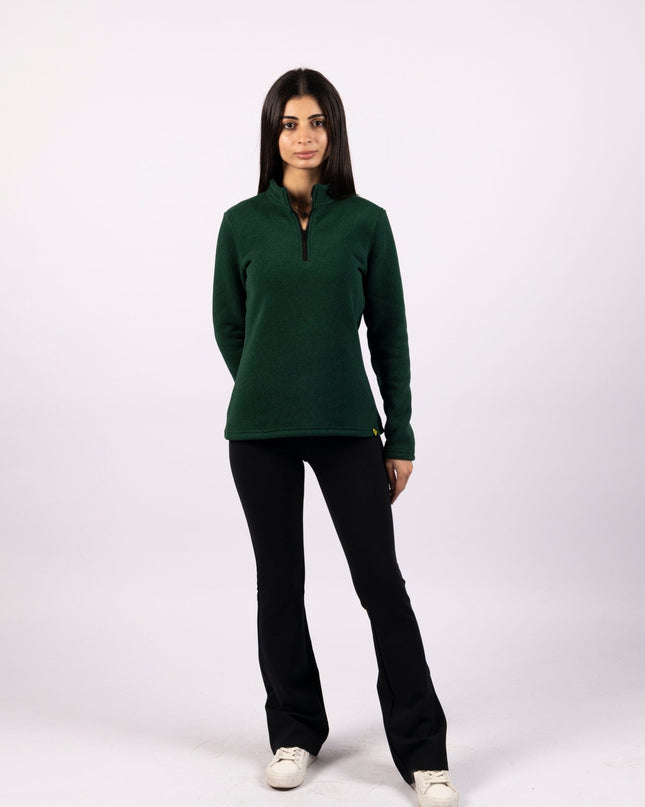Dark Jungle Green | Women Quarter Zip Sweater - Women Quarter Zip Sweater - Jobedu Jordan