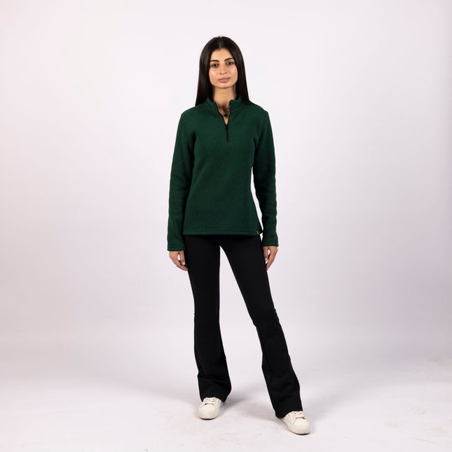 Dark Jungle Green | Women Quarter Zip Sweater - Women Quarter Zip Sweater - Jobedu Jordan