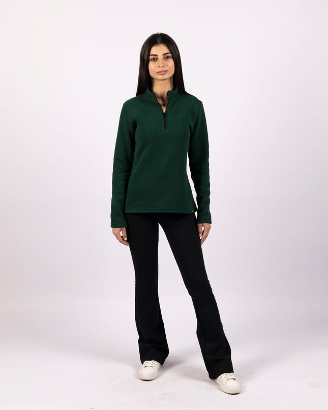 Dark Jungle Green | Women Quarter Zip Sweater - Women Quarter Zip Sweater - Jobedu Jordan