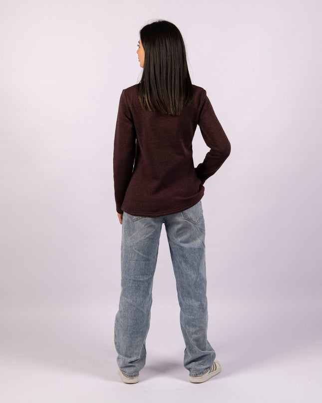 Dark Mulberry | Women Quarter Zip Sweater - Women Quarter Zip Sweater - Jobedu Jordan