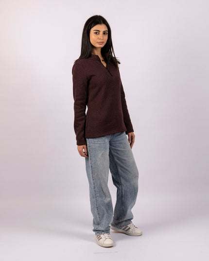 Dark Mulberry | Women Quarter Zip Sweater - Women Quarter Zip Sweater - Jobedu Jordan