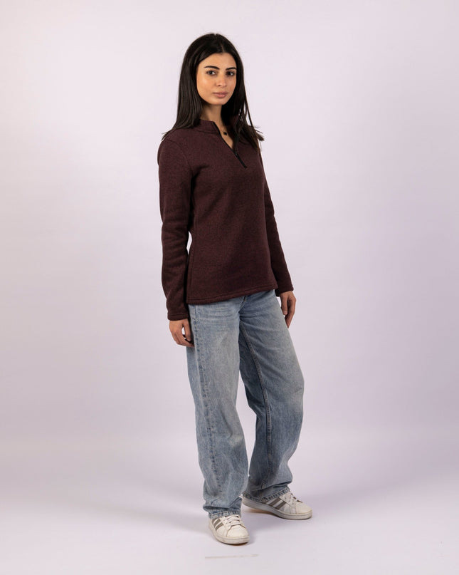 Dark Mulberry | Women Quarter Zip Sweater - Women Quarter Zip Sweater - Jobedu Jordan