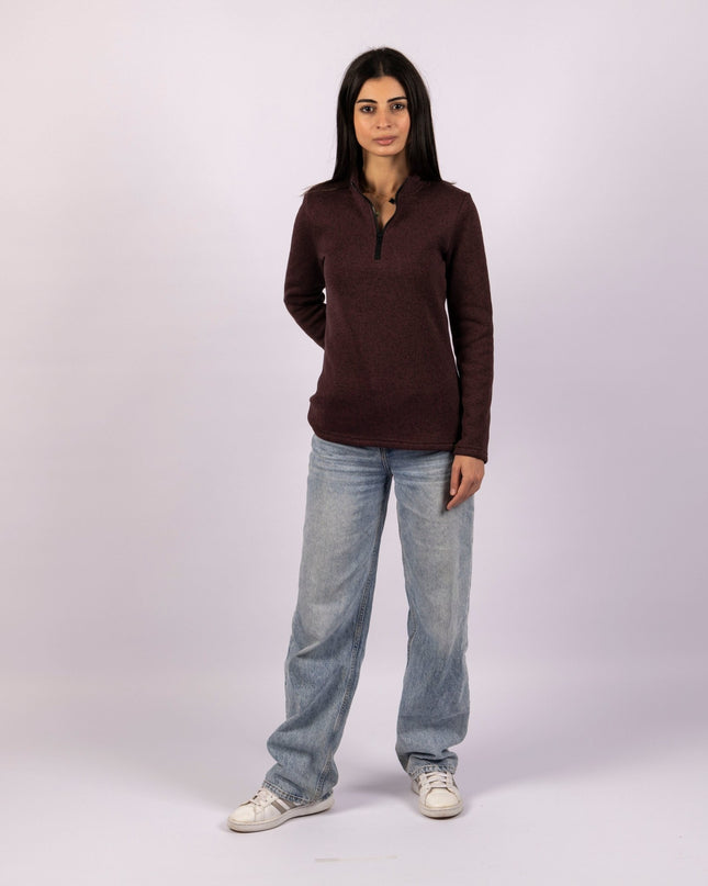 Dark Mulberry | Women Quarter Zip Sweater - Women Quarter Zip Sweater - Jobedu Jordan