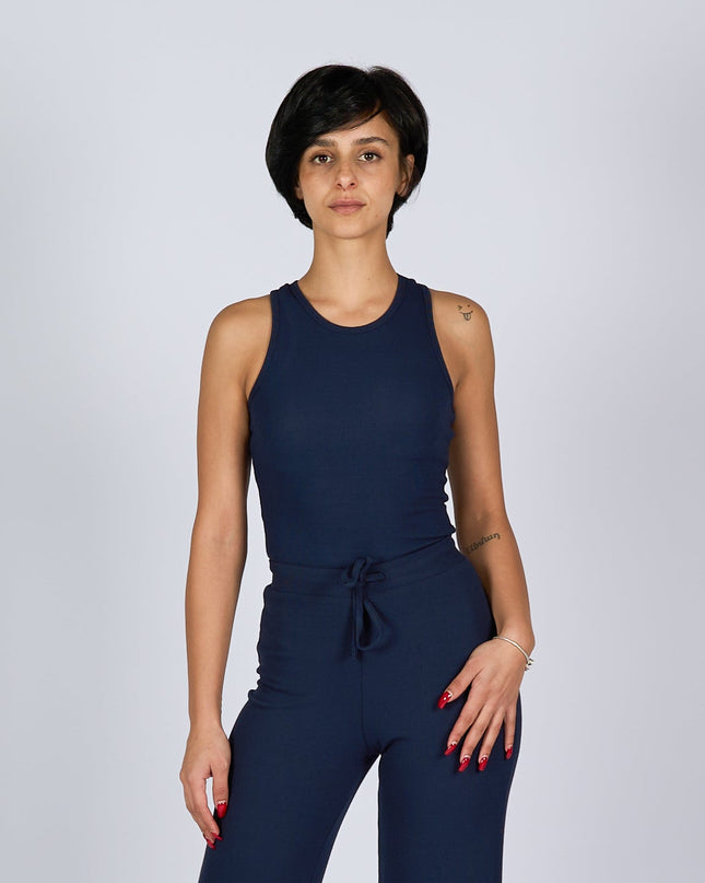 Dark Navy | Women Ribbed Tank Top T-Shirt - Ribbed Tank Top T- Shirt - Jobedu Jordan