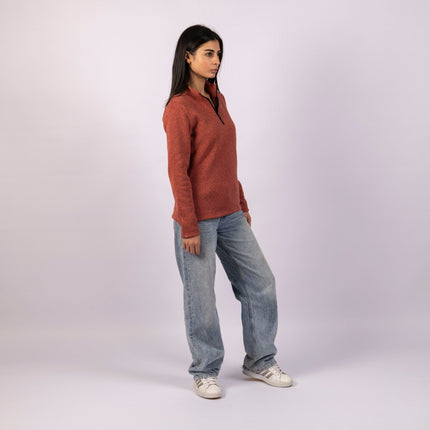 Dark Terra Cotta | Women Quarter Zip Sweater - Women Quarter Zip Sweater - Jobedu Jordan