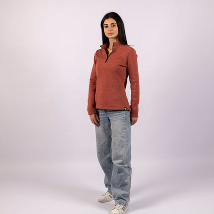 Dark Terra Cotta | Women Quarter Zip Sweater - Women Quarter Zip Sweater - Jobedu Jordan
