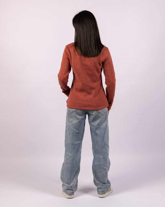 Dark Terra Cotta | Women Quarter Zip Sweater - Women Quarter Zip Sweater - Jobedu Jordan