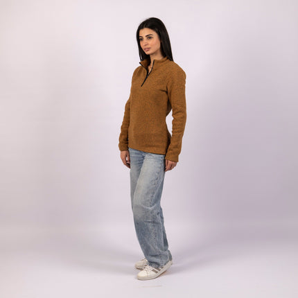 Golden Brown | Women Quarter Zip Sweater - Women Quarter Zip Sweater - Jobedu Jordan