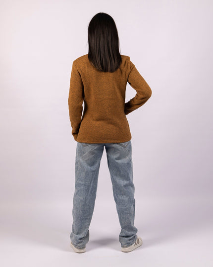 Golden Brown | Women Quarter Zip Sweater - Women Quarter Zip Sweater - Jobedu Jordan