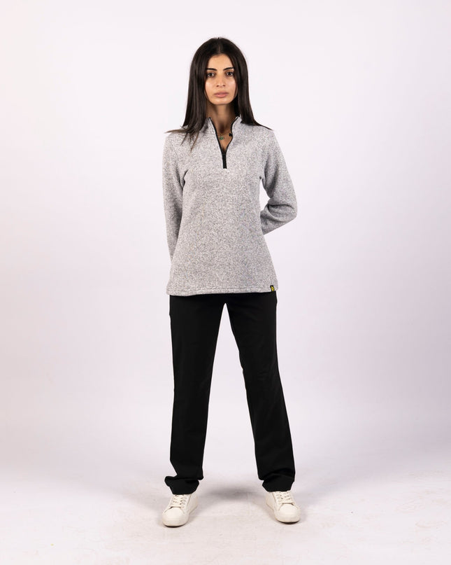 Grey cloud | Women Quarter Zip Sweater - Women Quarter Zip Sweater - Jobedu Jordan