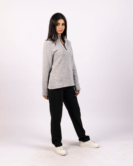 Grey cloud | Women Quarter Zip Sweater - Women Quarter Zip Sweater - Jobedu Jordan