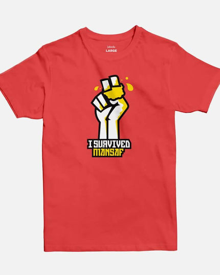 I Survived Mansaf | Basic Cut T-shirt - Graphic T-Shirt - Unisex - Jobedu Jordan
