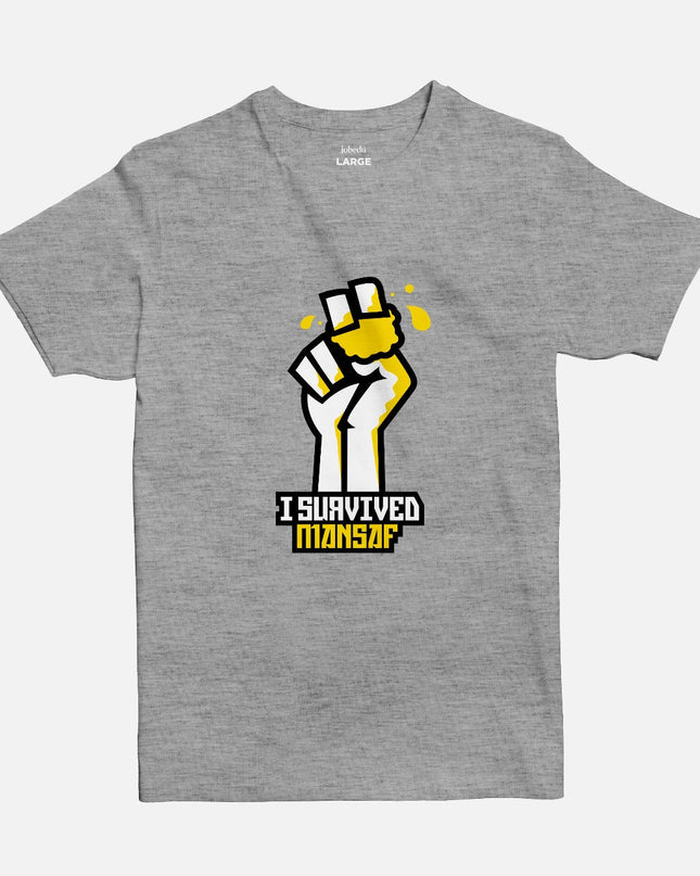 I Survived Mansaf | Basic Cut T-shirt - Graphic T-Shirt - Unisex - Jobedu Jordan