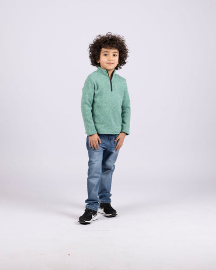 Jade Green | Kids Quarter Zip Sweater - Kids Quarter Zip Sweater - Jobedu Jordan